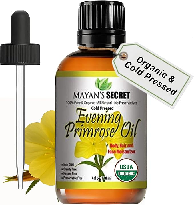 Pure Carrier and Essential Oils for Skin Care, Hair, Body Moisturizer for Face-Anti Aging Skin Care (Evening Primrose Oil Organic, 4oz)
