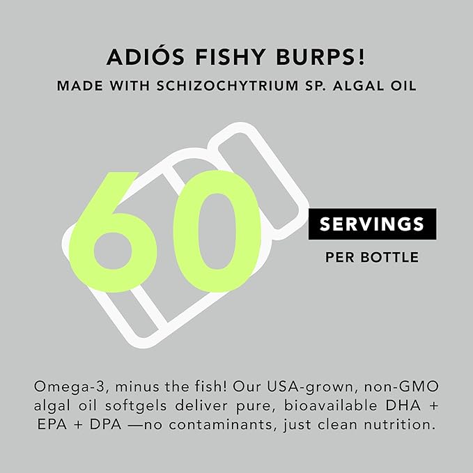 AMANDEAN Vegan Omega 3 Supplement. Premium Fish Oil Alternative. Algae DHA & EPA. Carrageenan Free Softgels. Algal Essential Fatty Acids. Plant Based Heart, Brain, Eye, Skin, Immune Support. (120ct)