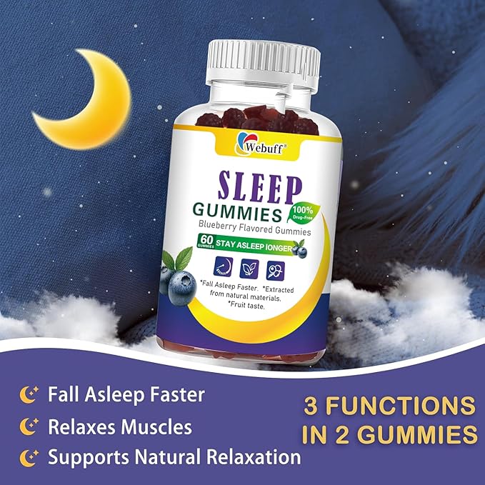 Sleep Gummies with 5mg Melatonin for Adults – Fall Asleep Faster with Non-Groovy Morning, Sugar Free Sleep Aid Supplement, Non-Habit Forming, Blueberry Flavor, 60 Count (Pack of 2)