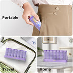 KOVIUU Weekly Pill Organizer 3X a Day, Detachable Pill Box 7 Day, Large 3 Times Daily Pill Case, Travel Pill Container Holder, Week Medication Dispenser Pillbox for Vitamin Supplement Medicine, Purple