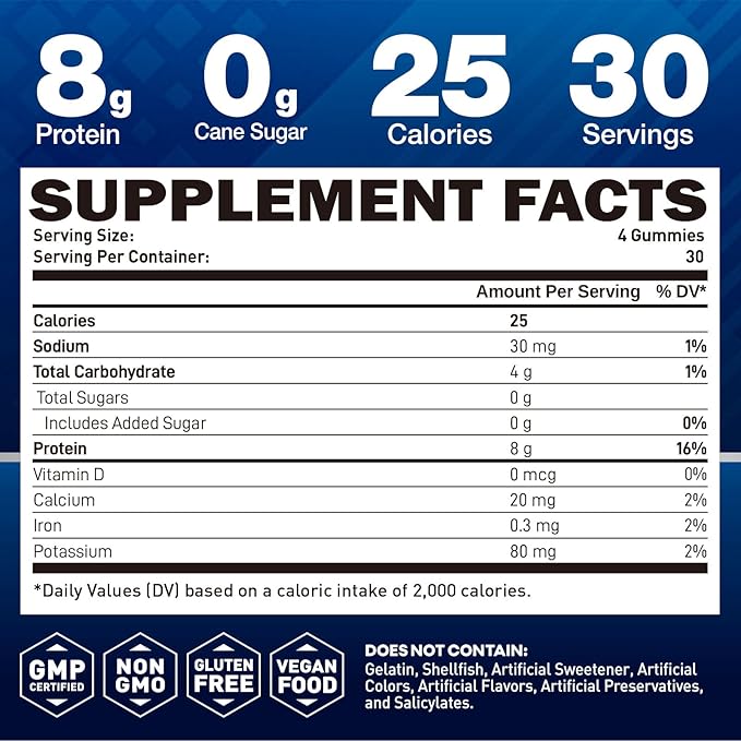 duwhot Whey Protein Gummies Sugar Free, Low Calorie 8g Protein Per Serving, Easy to Take Snacks for Men & Women, Lemon Flavor, 1 Month Supply, 120 Chews