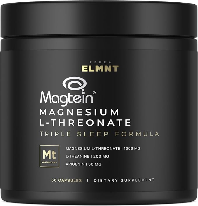Triple Sleep Magnesium L-Threonate w. Apigenin, Theanine & Magtein Magnesium L Threonate - High Absorption Magnesium Supplement Capsules for Men and Women Magnesium Powder Pills