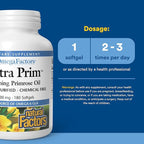 Natural Factors Omega Factors Ultra Prim Evening Primrose Oil 500 mg - Women's Health Supplement for Menopause & PMS Support - Non-GMO, Gluten-Free & Dairy-Free - 180 Softgels (180 Servings)