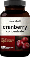 NatureBell Cranberry Concentrate - 240 Capsules - Organic Cranberry Concentrate with Acerola Cherry - Urinary Tract & Prostate Support* - Vegetarian