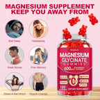 Magnesium Glycinate Gummies 600mg, Sugar Free Magnesium Gummies for Adults, Chewable Potassium Supplements for Body Support, Zzz and Relaxation, 120 Count