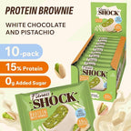FitnesSHOCK Pistachio White Chocolate Protein Brownie – Low Sugar Dessert Snack (2g Total Sugar, No Added Sugar) – Healthy Snack – 10 Count