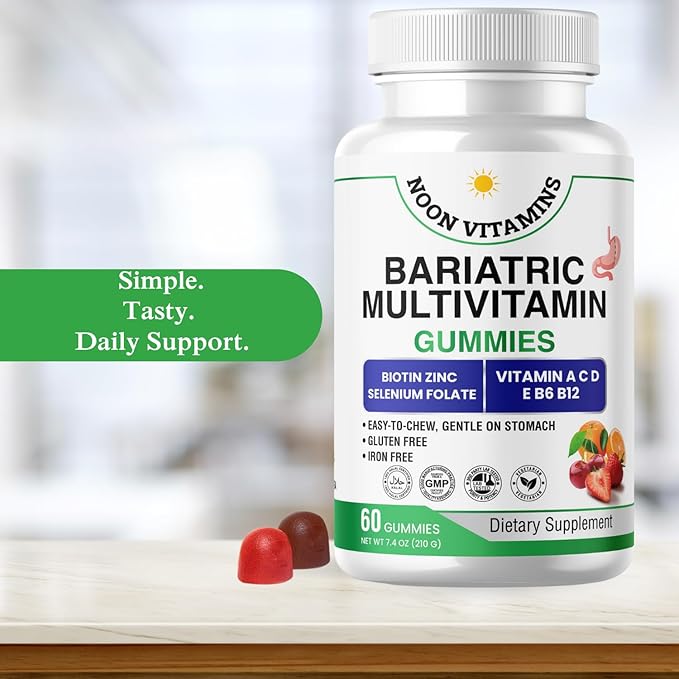 Bariatric Multivitamin Gummies | High Potency Iron Free with Methylated B12 & Folate | Daily Nutritional Support for Bariatric Lifestyle | Women & Men | 60 Gummies (30-Day Supply) | Halal Certified