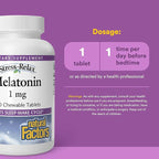 Stress-Relax Melatonin 1 mg by Natural Factors, Natural Sleep Aid, Resets the Sleep-Wake Cycle, 180 chewable tablets (180 servings), Peppermint Flavor