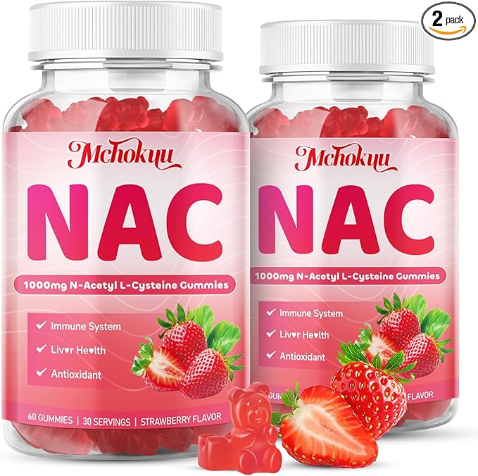 NAC Gummies for Adults & Kids 1000mg Per Serving, NAC Supplement N-Acetyl Cysteine for Immune, Glutathione & Antioxidant Support, Sugar-Free Vegan Strawberry Flavor, 120 Count