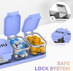 Extra Large Weekly Pill Organizer 7 Day - Portable Daily Pill Box with 7 Detachable Compartments, Vitamin Holder and Medicine Organizer for Supplements, Home and Travel, Purple