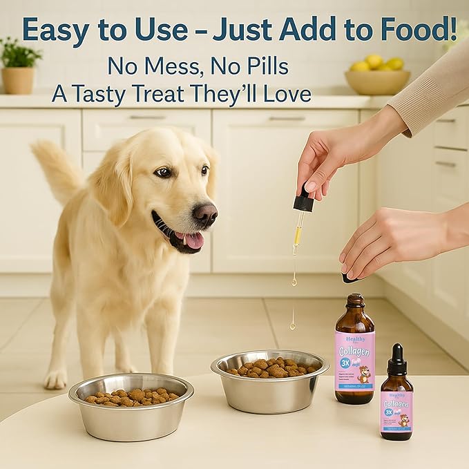 Premium Liquid Collagen for Dogs - Skin & Coat Supplement with Hyaluronic Acid & Biotin, Supports Joint Health, Mobility & Hydration for All Dogs, Bacon Flavor - 2 fl oz (2)