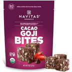 Navitas Organics Cacao Goji Superfood+ BITES – Power Snacks – All Natural Plant Based – Clean Energy & Nutrition – USDA Organic, Non GMO, Gluten Free, Soy Free, Kosher, Vegan (8oz. Bag 11 Servings)