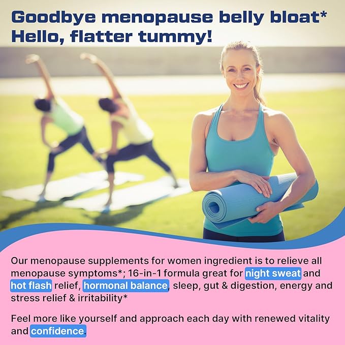 Menopause Supplements for Women Gummies, 16-in-1 Probiotic, Black Cohosh & Ashwagandha for Menopause Relief, Hot Flashes, Hormone Harmony, Mood Swings, Belly Burner* & Gut, Sugar-Free - 60 Gummies