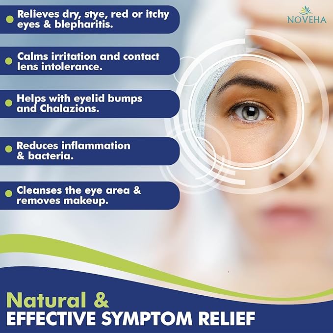 NOVEHA 180Pcs Daily Hygienic Eyelid & Lash Wipes | Individually Wrapped Cleansing Eyelash Wipes - For Blepharitis & Itchy Eyes, Demodex and Natural Makeup Remover & Daily Cleanser (3 Pack)