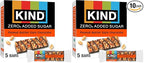 KIND ZERO Added Sugar Bars, Peanut Butter Dark Chocolate, Keto Friendly Snacks, Gluten Free, 5g Protein, 5 Count (Pack of 2)