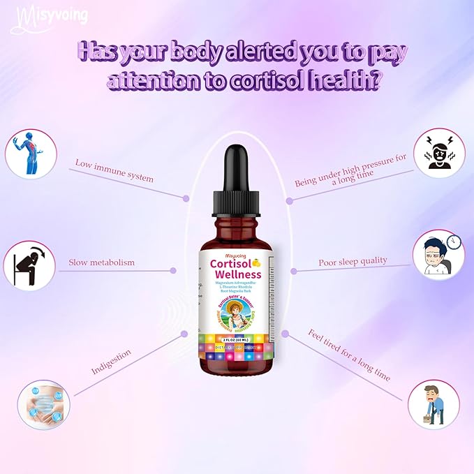 Cortisol Supplement Drops, 18-in-1 Cortisol Detox w. Magnesium Glycinate&Ashwagandha, L-Theanine, Phosphatidylserine, Hormone Balanced for Women, Mood Focus, Promote Seep