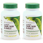 Youngevity Ultimate Hair, Skin, and Nails | 2000 mcg Biotin + Essential CoFactors | 9 Vitamins/Minerals, Paba, Silica, MSM, B-6 | (Pack of 2)