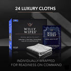 WILLY WIPES® for Men | The Imperial Box (24-Count) | Premium Textured Intimate Hygiene Washcloths | 24 Odor-Defying Single Packets | Foreskin Safe & Residue Free Royal Bath-to-Go
