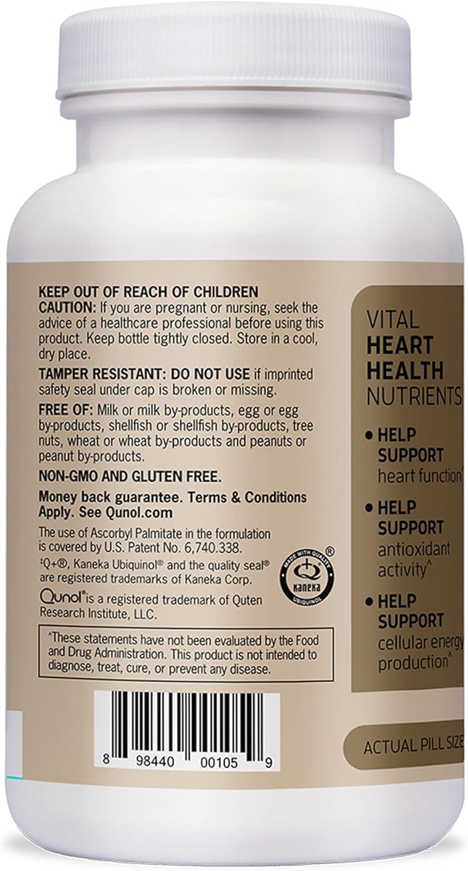 Qunol Plus Ubiquinol Coq10 200mg with Omega 3 250mg Extra Strength Antioxidant (Bovine Version), 90 Count