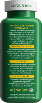Health Logics Move! Healthy Joints with BioCell Collagen, Glucosamine, MSM, Vitamin C, Turmeric Extract 95% Curcuminoids, Boswellia Serrata | Support Joint Comfort | Non-GMO | 90 Capsules