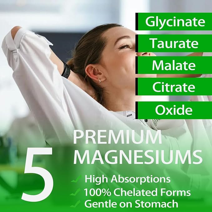 Liquid Magnesium Supplement, Organic 5-in-1 Magnesium Complex Drops 丨 Glycinate, Taurate, Oxide, Malate, Citrate w/L-Theanine, Ashwagandha for Cortisol, Sleep*, Stress, Muscle,