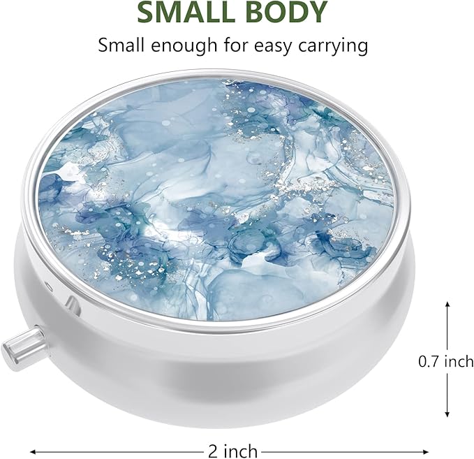 3 Pack Pill Box, Small Pill Case for Purse & Pocket, Cute Travel Medicine Organizer, Portable Medicine Container Holder to Hold Vitamins, Medication, Fish Oil & Supplement, Light Luxury Marble