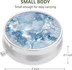 3 Pack Pill Box, Small Pill Case for Purse & Pocket, Cute Travel Medicine Organizer, Portable Medicine Container Holder to Hold Vitamins, Medication, Fish Oil & Supplement, Light Luxury Marble