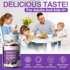 5-in-1 Sambucus Elderberry Immune Gummies, Daily Immune Support for Adults & Kids 4+, with Vitamin C, Zinc, Gluten Free, Vegetarian, Natural Sugar-Free Elderberry Supplement, 60 Gummies