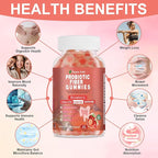 Probiotic Fiber Gummies for Adults, No Sugar Added Strawberry Flavor– 2 Billion CFUs –Vitamin C,Vitamin D–Digestive Health & Regularity Support(120 Count)