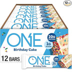 ONE Protein Bars, Birthday Cake, Gluten Free with 20g Protein and 1g Sugar, Pantry Staples, 2.12 oz (12 Count)