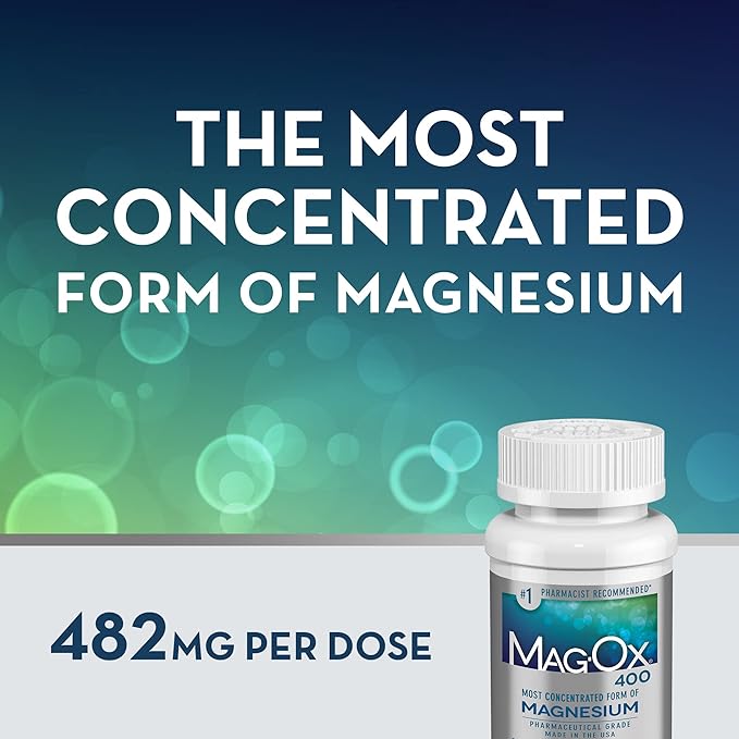 Mag-Ox Magnesium Supplement, Pharmaceutical Grade Magnesium Oxide 483mg, Most Concentrated Form of Magnesium, 120 Tablets (Pack of 3)