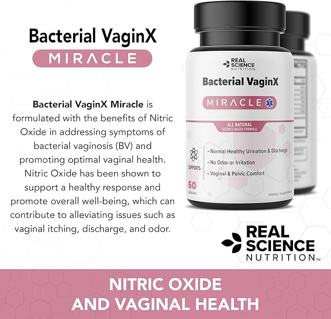 Offers Bacterial VaginX Miracle - Nitric Oxide Enhanced Formulated for Womens Vaginal Health & pH Balance Complex, Natural BV Treatment & Yeast Infection, 60 Capsules