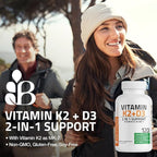 Bronson Vitamin K2 (MK7) with D3 Supplement Non-GMO Formula 5000 IU Vitamin D3 & 90 mcg K2 MK-7 Easy to Swallow D & K Complex, 250 Capsules