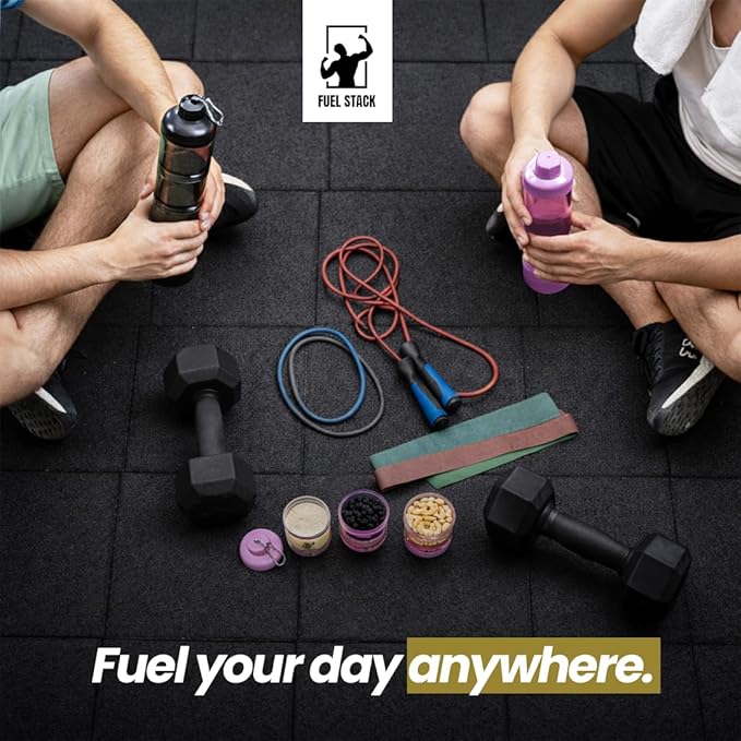 FuelStack Portable Protein Powder Container – Stackable Supplement Storage with Pill Organizer for Gym & Travel (Pink)