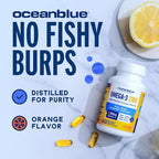Oceanblue Professional Omega-3 2100mg Fish Oil Supplement – Triple Strength, High Potency EPA, DHA & DPA – Burpless, Wild-Caught, Natural Orange Flavor – 120 Count (Pack of 1)