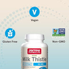 Jarrow Formulas Milk Thistle Supplement 150 mg. 30:1 Milk Thistle Extract Standardized to 80% Total Flavonoids, Dietary Supplement for Liver Function Support, 200 Veggie Capsules, Up to 200 Day Supply