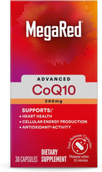 MegaRed Advanced CoQ10 Supplements- 200mg Per Serving, Powerful Antioxidant that Supports Cellular Energy Production and Protects Against Free Radicals*- 30 Coenzyme Q10 Capsules, 30 Servings