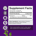 Pure Magnesium Glycinate Supplement 400mg Per Serving - Vegan High Absorption Chelated Magnesium Capsules for Women & Men with Elemental 400mg for Mood Sleep and Relaxation Support - 120 Count