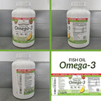 Triple Strength Omega 3 Fish Oil Supplements 2400mg | 180 Capsules, Burpless High Potency Lemon Flavor, High EPA DHA for Men & Women Ultra Pure Softgels | Joint Support, Eyes, Heart Brain Health Pills