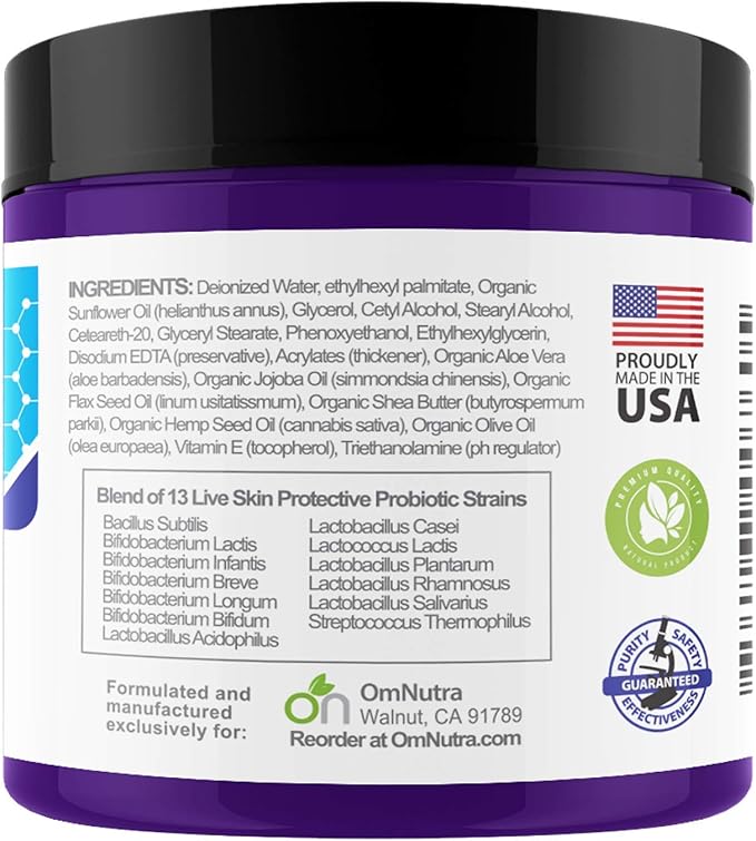 Topical Probiotic Skin Cream - 4OZ Jar 13 Strain Moisturizing Probiotic Lotion Eczema Treatment Psoriasis Treatment for Cystic Acne Probiotic Skin Care Cream Nail Fungus Treatment