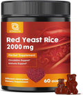 Red Yeast Rice 2,000mg with CoQ10 Gummies - Max Strength Extract Red Yeast Rice Supplement with CoQ10 200 Plus Citrus Bergamot - Natural Cholesterol Support,Vegan, Non-GMO, Gluten-Free – 60 Counts