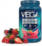 Vega Protein + Supergreens - 20g Plant-Based Protein, Berry, 26 Servings, Real Greens & Veggies, Vegan Keto, 0g Added Sugar, Non-GMO, Gluten Free, Dairy Free, 1.7lbs (Packaging May Vary)