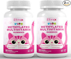 Kids Methylated Multivitamin Chewable Gummies, MTHFR Supplement with L Methylfolate, Magnesium, Biotin, Choline, Inositol, DHA, TMG & Coq 10, Immune & Brain Support, Strawberry Flavor, 120 Ct