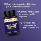 Dr. Mercola Gallbladder Enzymes - Gallbladder & Digestive Health Support - Includes Pancreatic Protease, Amylase & Lipase - Non-GMO, Gluten-Free & Soy-Free - 90 Delayed Release Capsules (90 Servings)