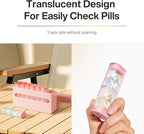 Weekly Pill Organizer 2 Times a Day - Am Pm Pill Box 7 Day, Large Twice Medicine Pill Case for Daily Medication, Vitamins, Fish Oils, Supplements Portable Week Pill Holder Container, Translucent Pink