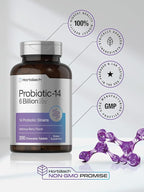 Horbäach Probiotics 6 Billion CFUs | 200 Chewable Tablets | Berry Flavor | 14 Probiotic Strains | Vegetarian, Non-GMO & Gluten Free Supplement for Men & Women