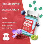 Saffron Supplements Gummies, Saffron Extract for Positive Mood & Calm Nerve, Boost Energy, with Garcinia Cambogia, Vitamin A, B12, Rhodiola Rosea - 120 Gummies