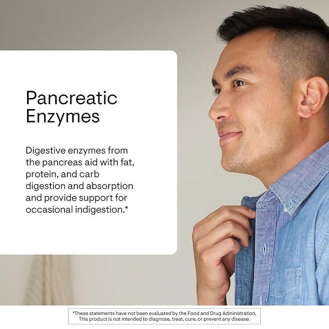 THORNE - Pancreatic Enzymes - Digestive Enzymes Supplement for Digestion Support - Minimizes Occasional Gas & Bloating* - Third-Party Certified - Gluten, Dairy & Soy-Free - 180 Capsules