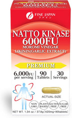 FINE JAPAN Nattokinase 6000FU – Japanese Fermented Natto Enzyme Supplement with Garlic and Vinegar/90 Capsules for 30 Servings/Made in Japan/37.8ｇ(420mg×90tablets)