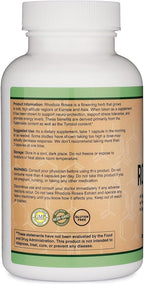 Rhodiola Rosea Supplement 500mg, 120 Vegan Capsules (Third Party Test, Gluten Free, 3% Salidrosides, 1% Rosavins Extract) for Performance, Calming, Motivation by Double Wood